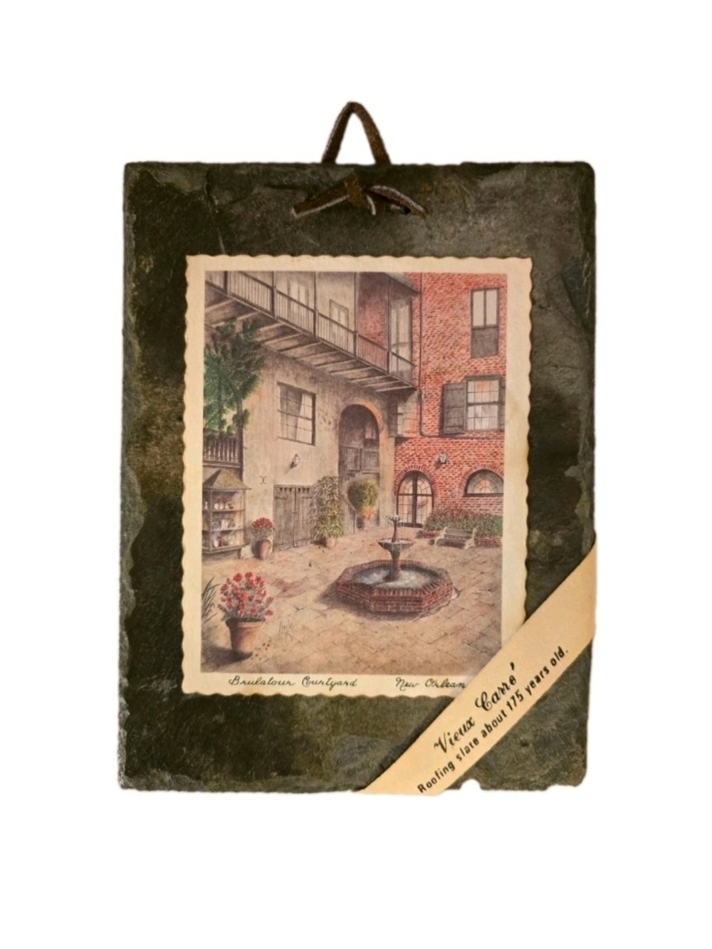 Vintage New Orleans Brulatour Courtyard 1800s Slate Art French Quarter 8x6